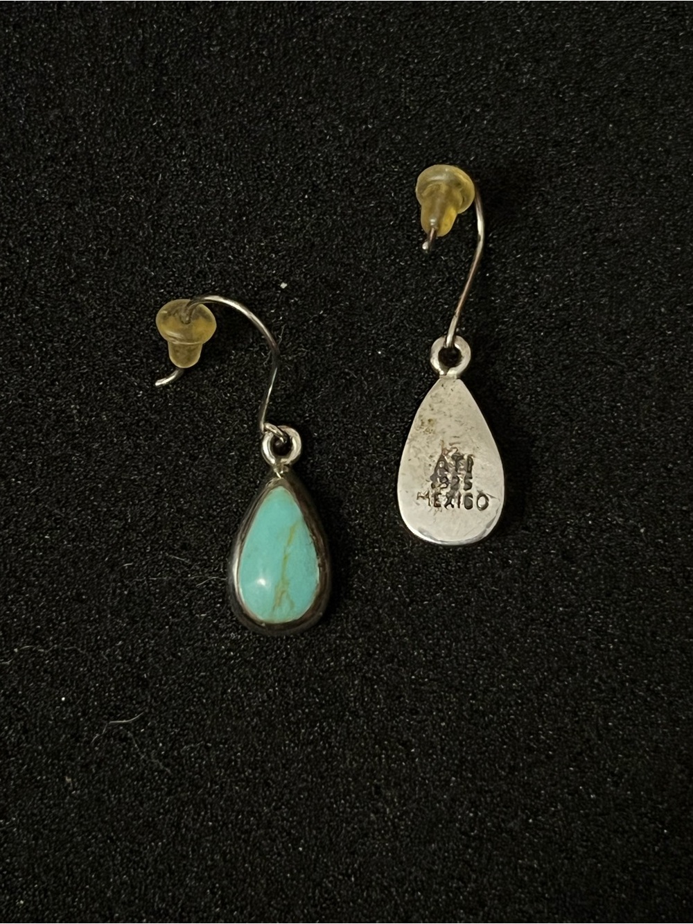 Vintage 925 Sterling Silver Turquoise Teardrop Earrings